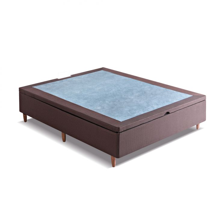 Base para Cama Box Casal Sommier com Baú (30x138x188) Marrom