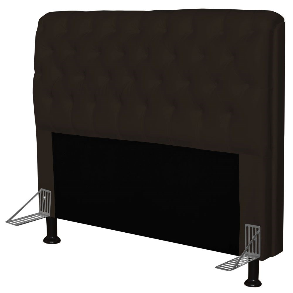 Cabeceira Paris Para Cama Box Casal 160cm Paris Corino Marrom - JS Móveis Cabeceira Paris Para Cama Box Casal 160cm Paris Corino Marrom - JS Móveis