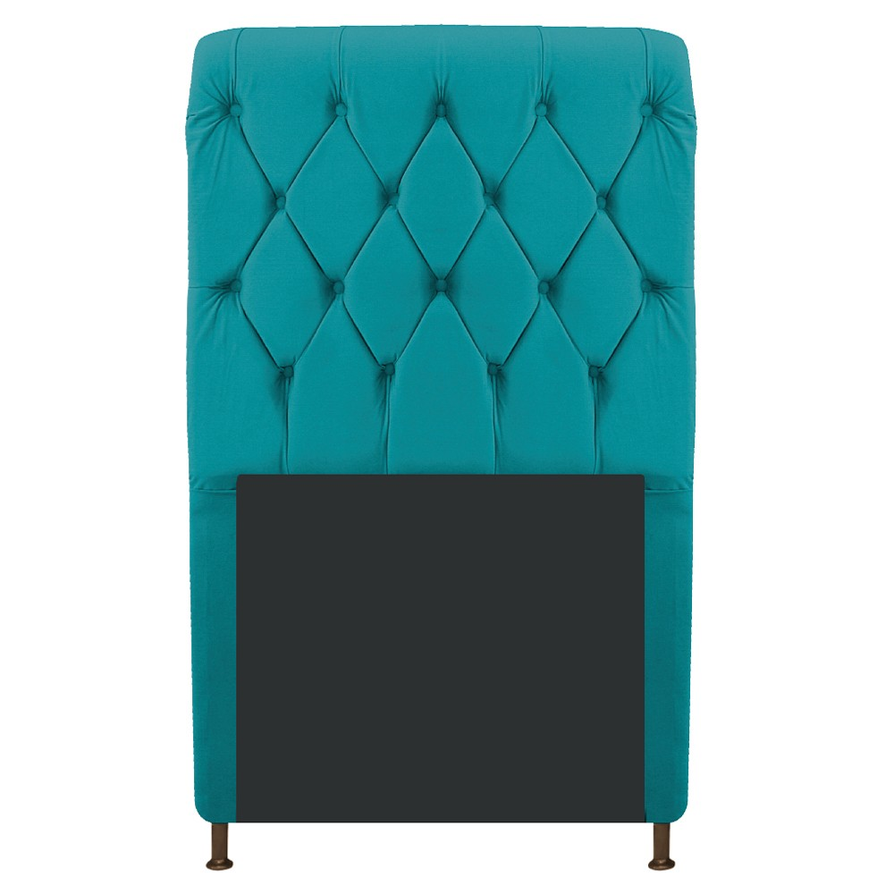 Cabeceira Estofada Cristal 100 cm Solteiro Com Capitonê Suede Azul Turquesa - Amarena Móveis Cabeceira Estofada Cristal 100 cm Solteiro Com Capitonê Suede Azul Turquesa - Amarena Móveis