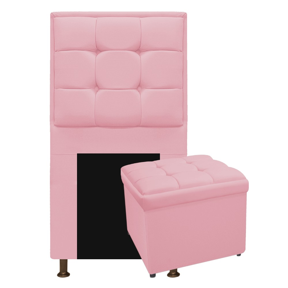 Kit Cabeceira e Calçadeira Copenhague 100 cm Solteiro Suede Rosa Bebê - Amarena Móveis Kit Cabeceira e Calçadeira Copenhague 100 cm Solteiro Suede Rosa Bebê - Amarena Móveis