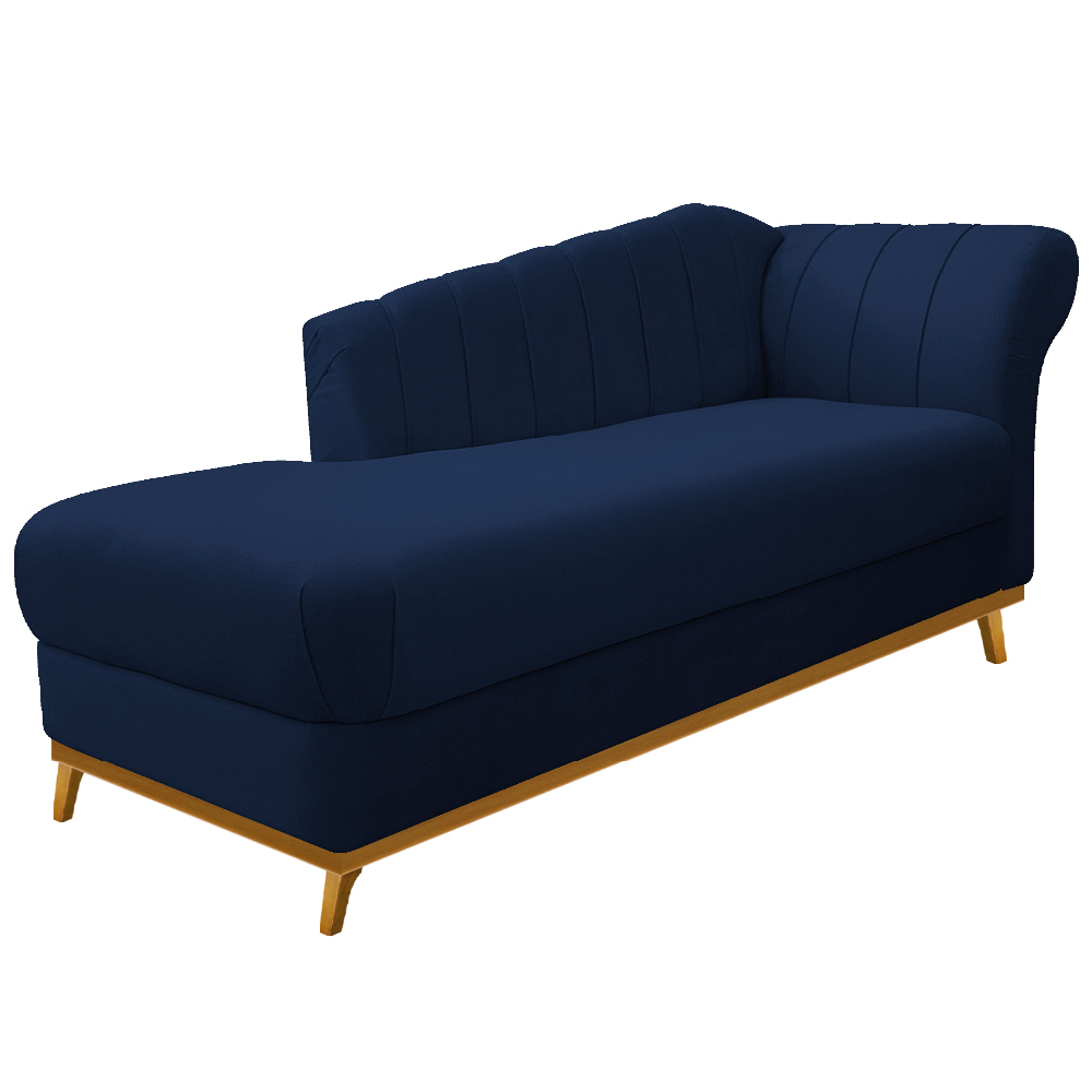 Recamier Vanessa 140cm Lado Esquerdo Suede Azul Marinho - Amarena Móveis Recamier Vanessa 140cm Lado Esquerdo Suede Azul Marinho - Amarena Móveis