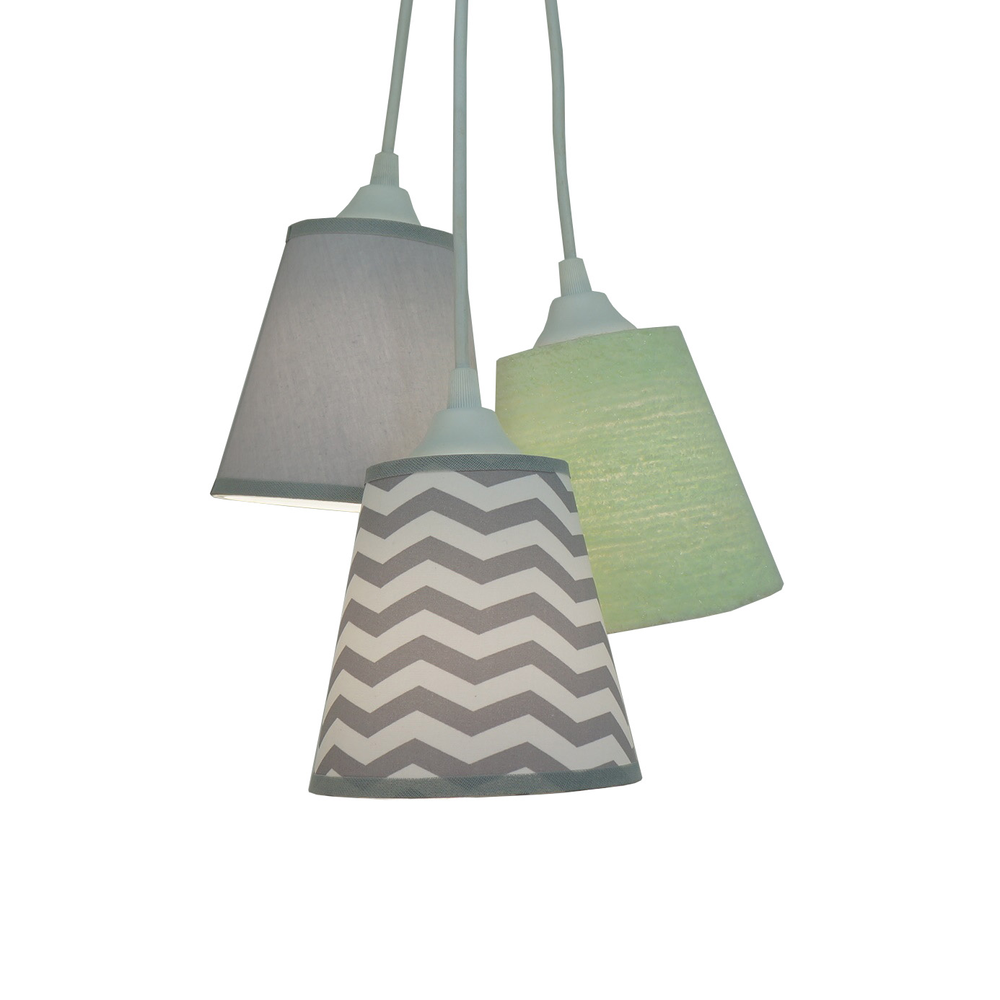 Lustre Pendente Infantil Frufru Verde e Chevron Cinza Lustre Pendente Infantil Frufru Verde e Chevron Cinza