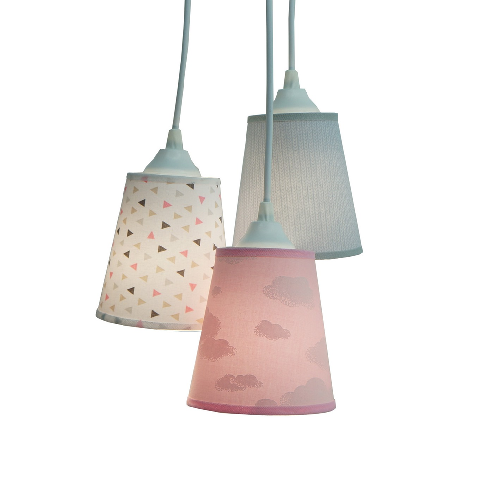 Lustre Pendente Infantil Nuvens Tons De Rosa E Cinza