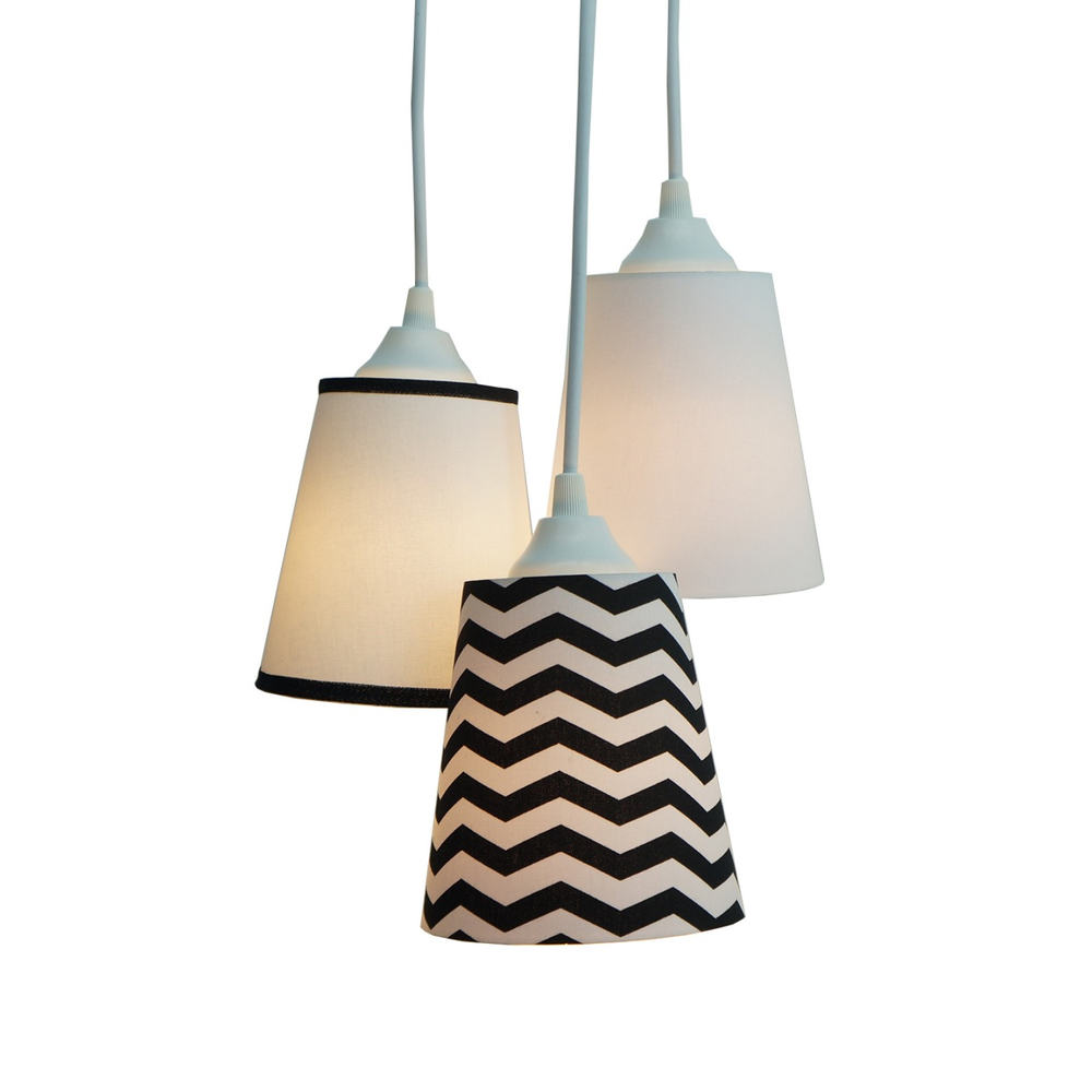 Lustre Pendente Chevron Branco e Preto Lustre Pendente Chevron Branco e Preto
