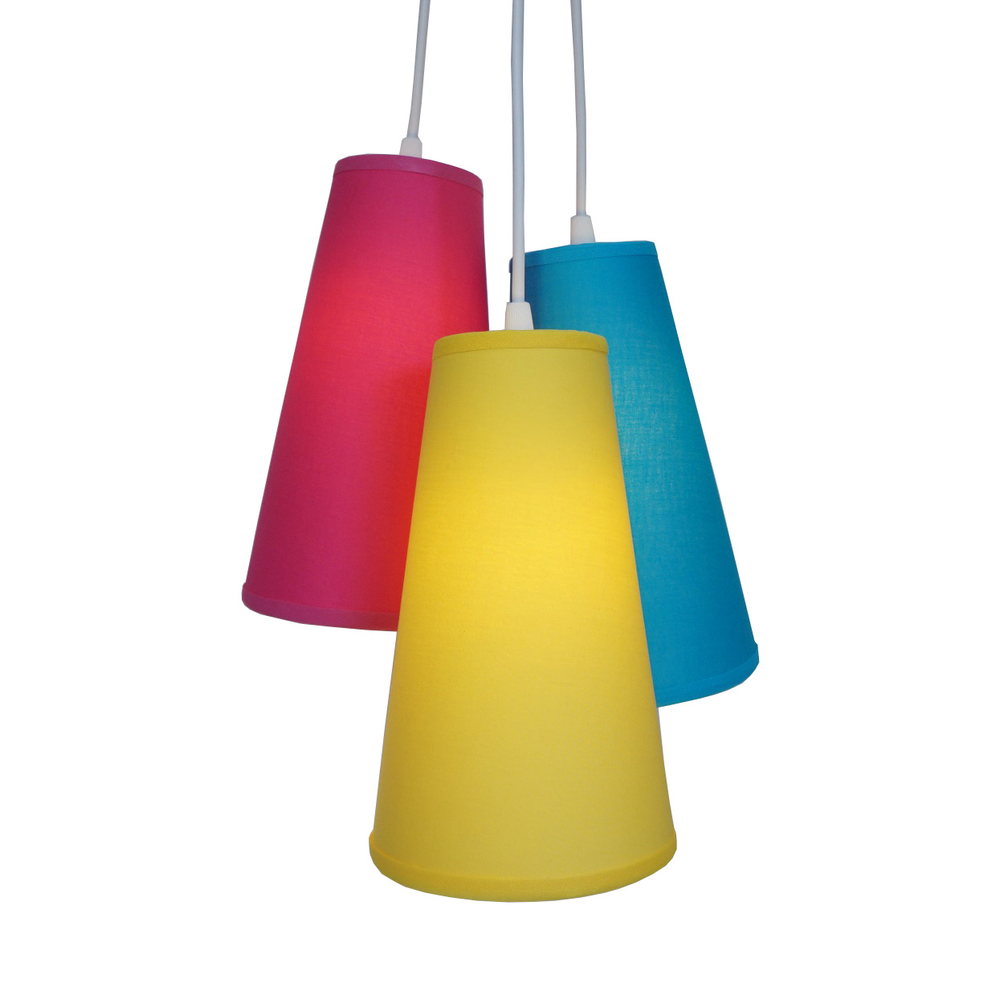 Lustre Pendente Cacho 3 Cúpulas Coloridas Lustre Pendente Cacho 3 Cúpulas Coloridas
