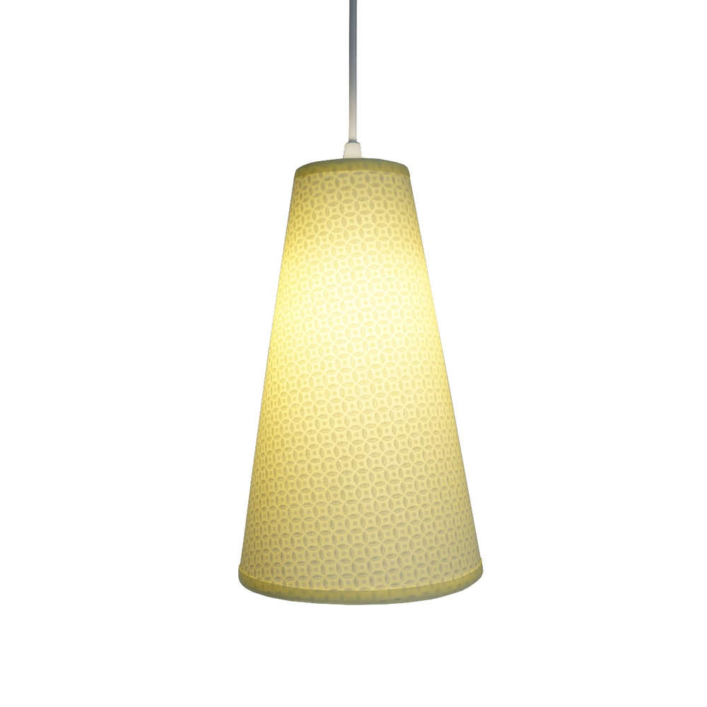 Luminária Pendente Tecido Arabesco Amarelo Luminária Pendente Tecido Arabesco Amarelo