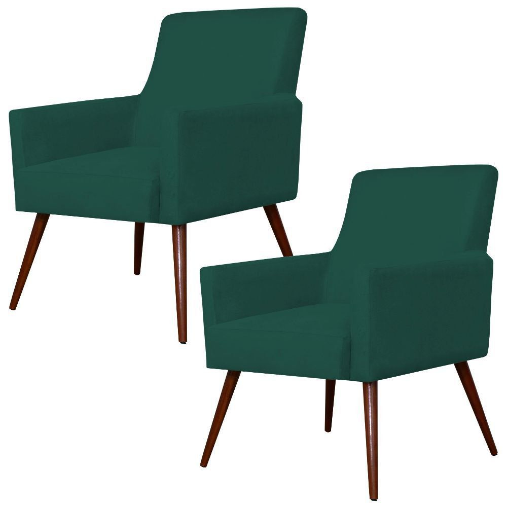 Kit 02 Poltronas Decorativas Para Sala de Estar e Recepção Maria W01 Pés Palito Verde Musgo - Lyam Decor Kit 02 Poltronas Decorativas Para Sala de Estar e Recepção Maria W01 Pés Palito Verde Musgo - Lyam Decor