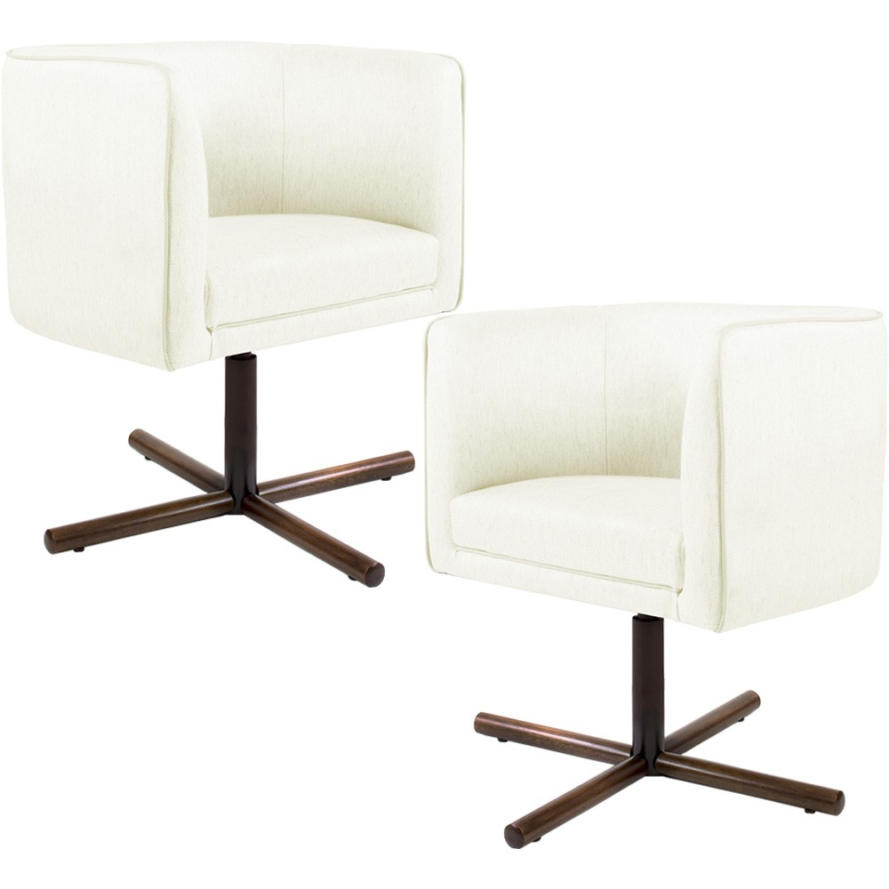 Kit 02 Poltronas Decorativas Giratória Base X Betina D02 Corano Bege C-26 - Lyam Decor Kit 02 Poltronas Decorativas Giratória Base X Betina D02 Corano Bege C-26 - Lyam Decor
