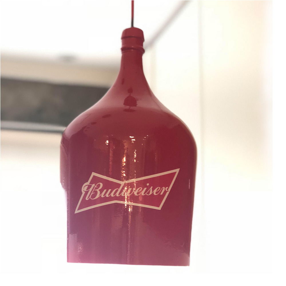 Luminária Pendente De Teto Aluminio Garrafao Vinho Vermelho