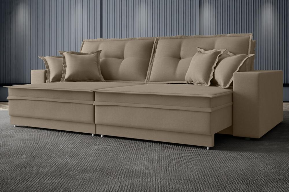 Sofá Palermo 2,20m Retrátil e Reclinável Velosuede Capuccino - NETSOFAS Sofá Palermo 2,20m Retrátil e Reclinável Velosuede Capuccino - NETSOFAS