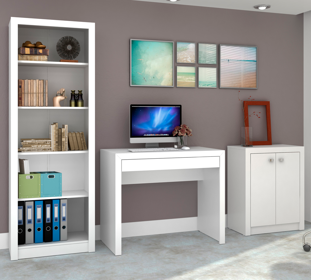 Conjunto Escritório Completo 3 Peças CJ16 Branco Tecno Mobili Conjunto Escritório Completo 3 Peças CJ16 Branco Tecno Mobili