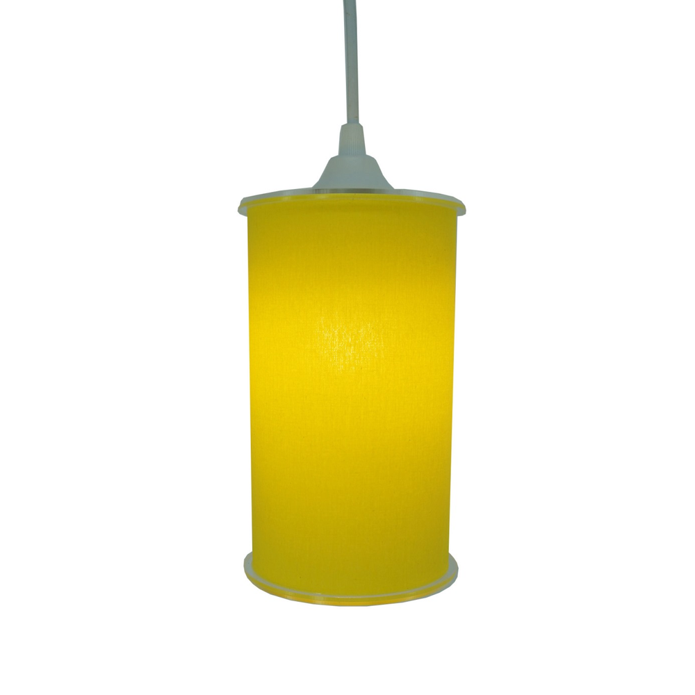 Luminária Pendente Cilíndrica Tecido Amarelo Luminária Pendente Cilíndrica Tecido Amarelo