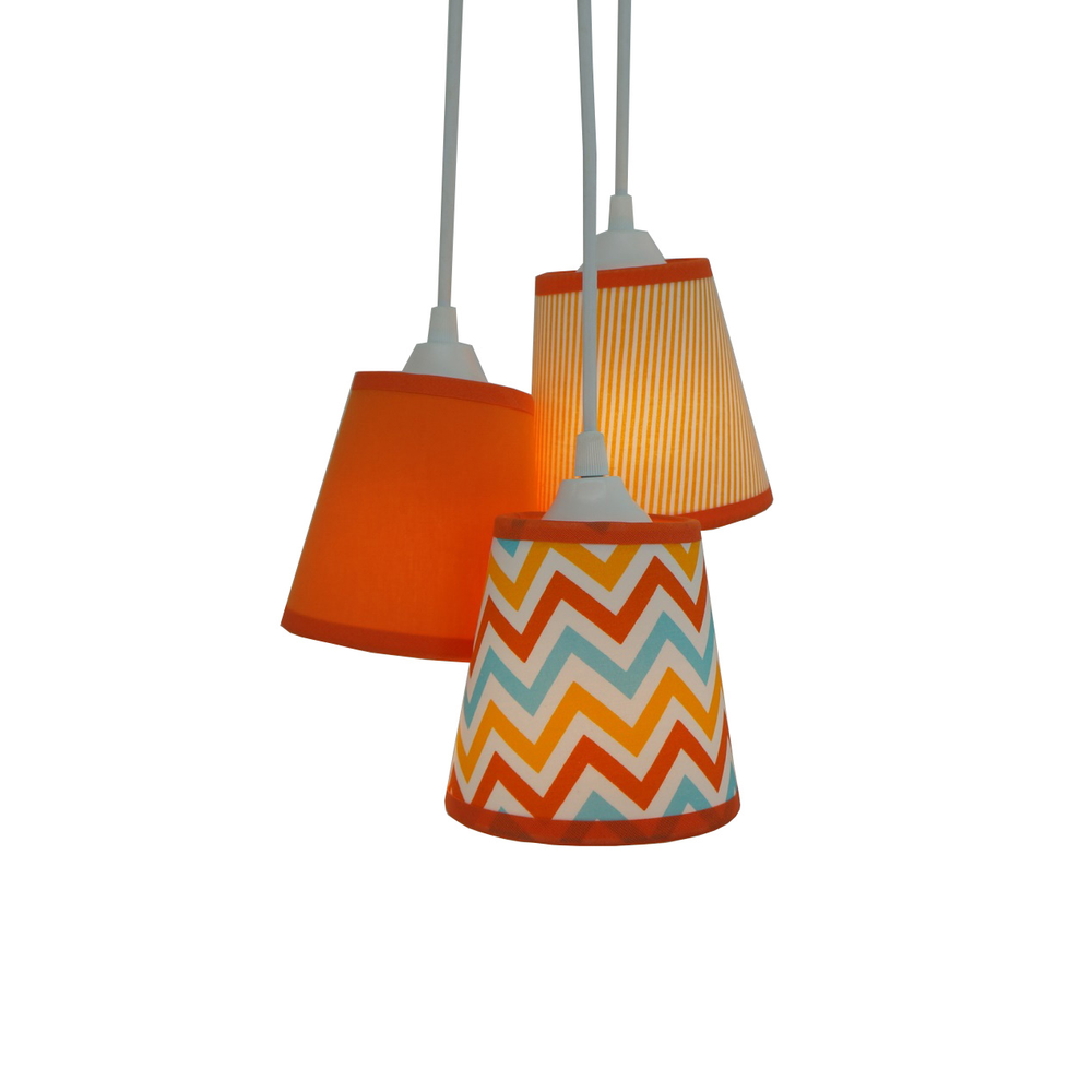 Lustre Pendente Cacho Chevron Tons de Laranja Lustre Pendente Cacho Chevron Tons de Laranja