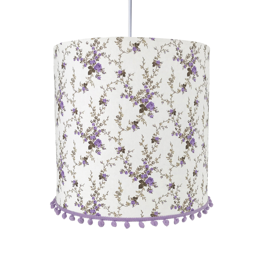 Lustre Tubular Pompom Lilás Provençal Quarto Bebê Infantil Menina Lustre Tubular Pompom Lilás Provençal Quarto Bebê Infantil Menina
