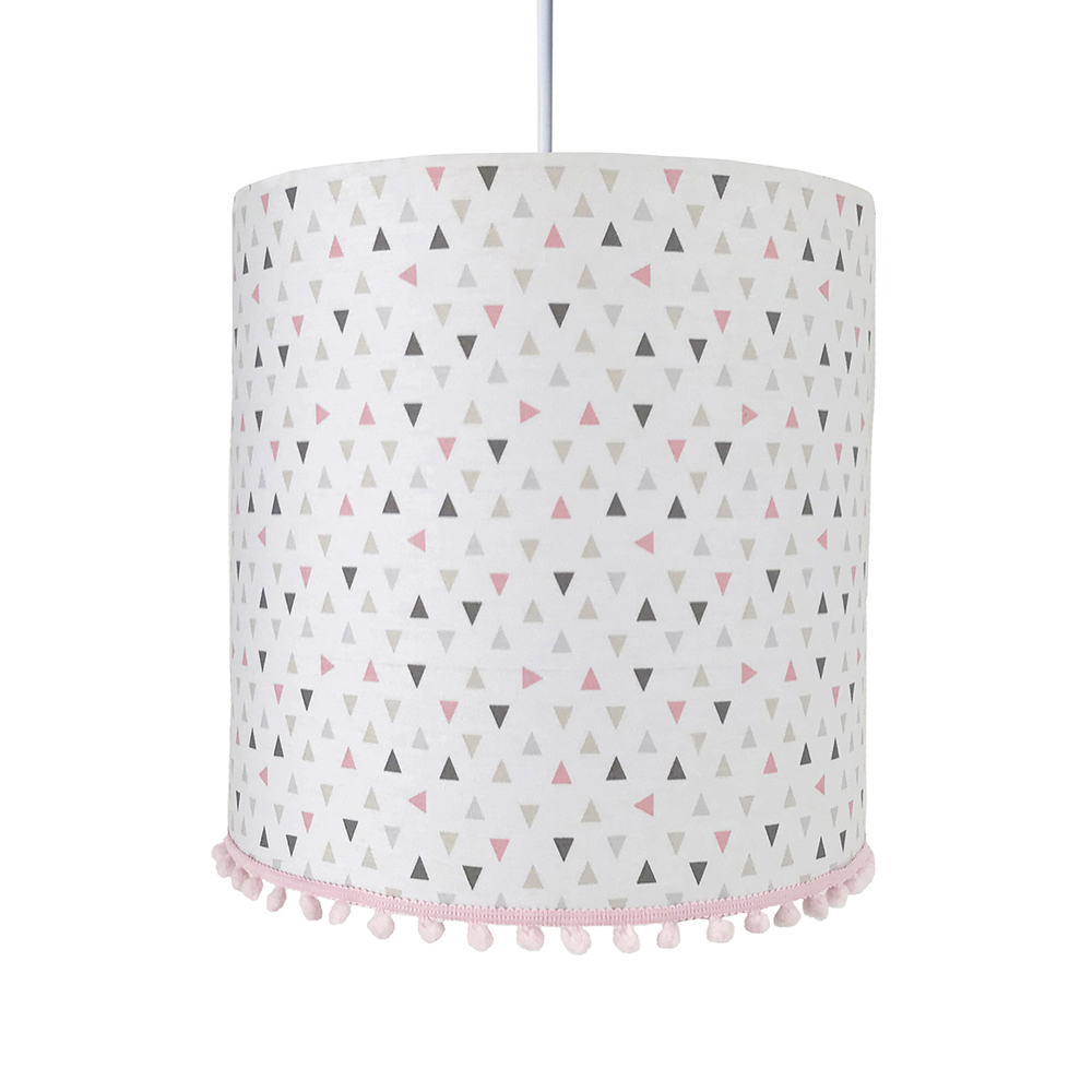 Lustre Tubular Pompom Triângulos Rosa Quarto Bebê Infantil Menina Lustre Tubular Pompom Triângulos Rosa Quarto Bebê Infantil Menina