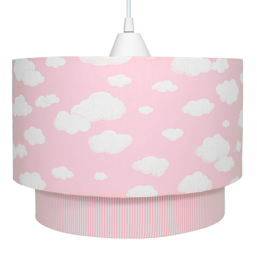 Lustre Tubular Duplo Nuvem Rosa Quarto Bebê Infantil Menina