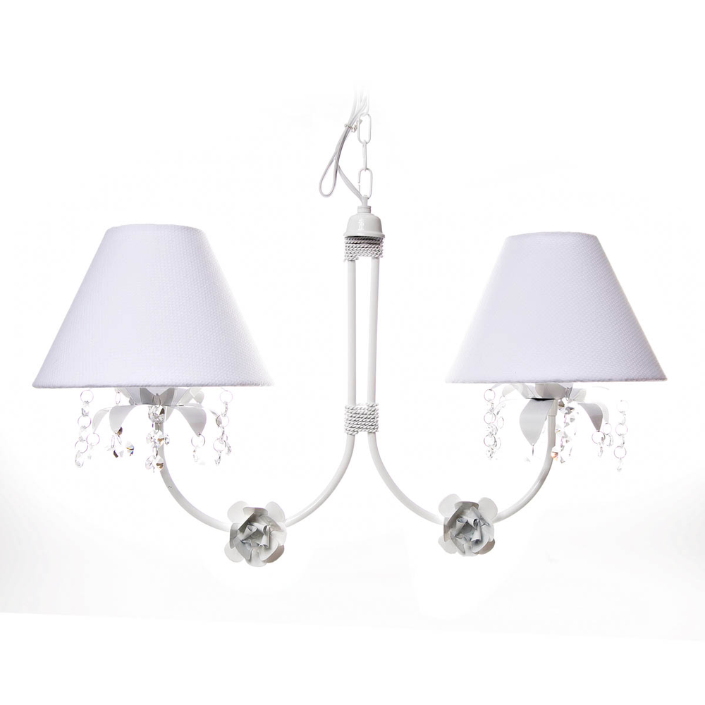 Lustre 2L Primavera Cristais 2 Flores P Branca Quarto Bebê Infantil Menina Menino Lustre 2L Primavera Cristais 2 Flores P Branca Quarto Bebê Infantil Menina Menino