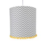 Lustre Tubular Pompom Chevron Cinza Quarto Bebê Infantil Menino Menina