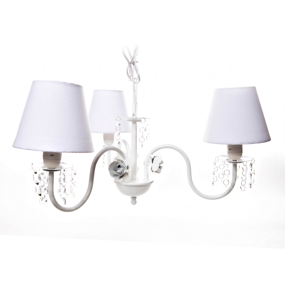 Lustre 3L Cristais 3 Flores P Branco Quarto Bebê Infantil Menina Menino Lustre 3L Cristais 3 Flores P Branco Quarto Bebê Infantil Menina Menino
