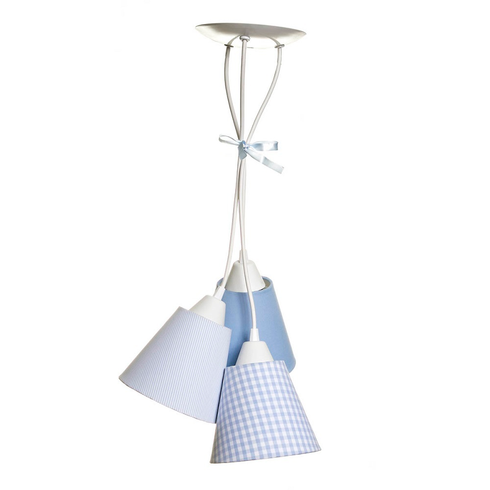 Pendente Com 3 Cúpulas Azul Quarto Bebê Infantil Pendente Com 3 Cúpulas Azul Quarto Bebê Infantil
