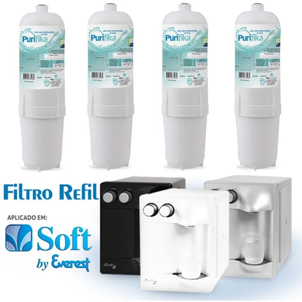 Kit 4 Filtro Refil Para Purificador De Água Soft By Everest Plus, Star, Slim, Fit E Baby (todos)