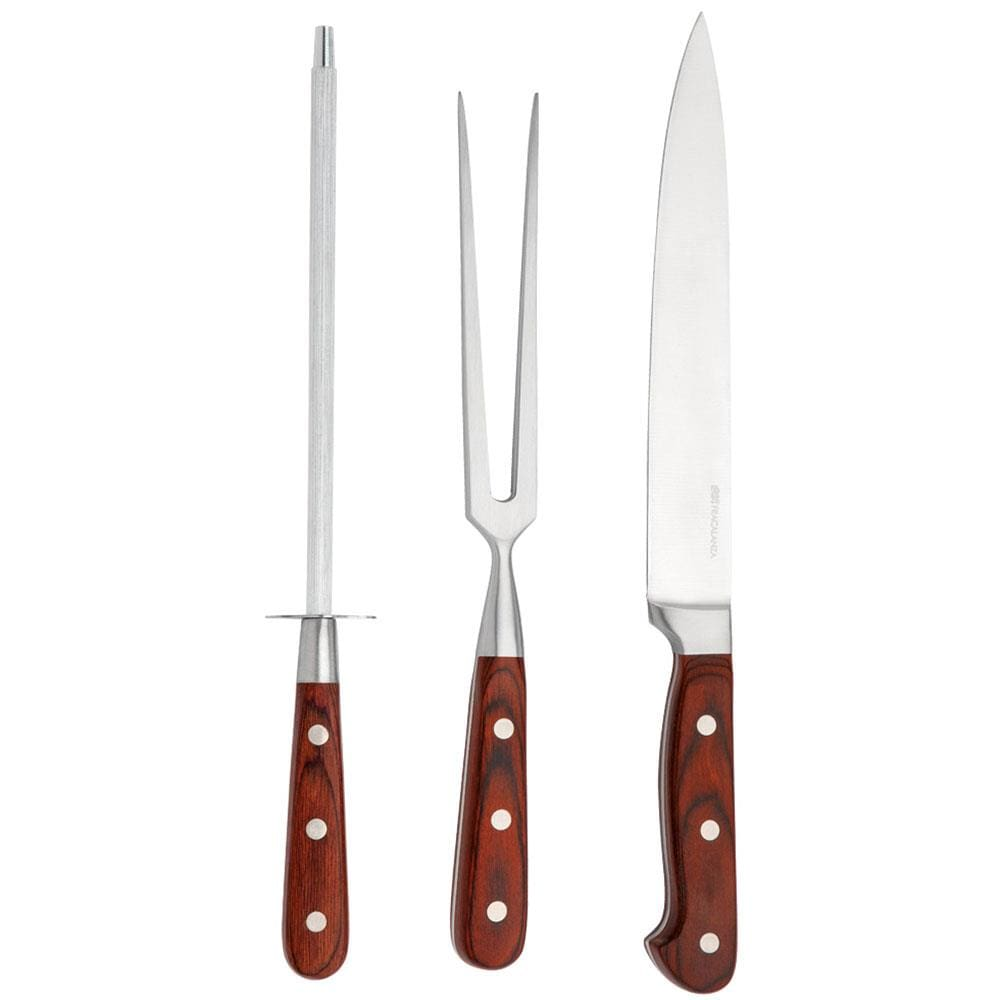 Conjunto de Faca Fracalanza Hanzo Wood em Aço Inox - 3 Peças Conjunto de Faca Fracalanza Hanzo Wood em Aço Inox - 3 Peças