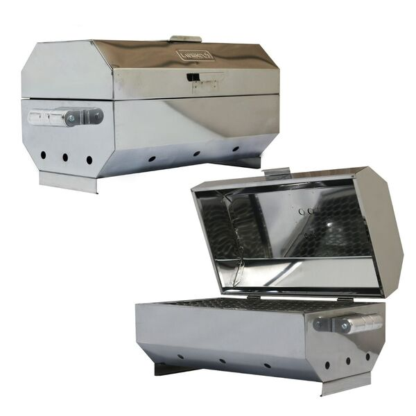 Churrasqueira De Inox 430 A Bafo De Mesa + Grelha Moeda Inox Churrasqueira De Inox 430 A Bafo De Mesa + Grelha Moeda Inox