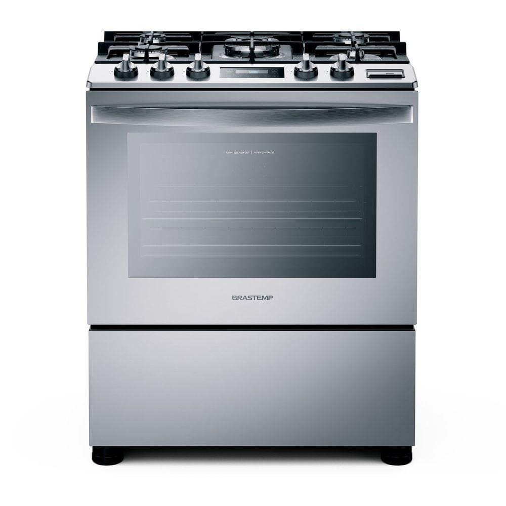 Fogão Brastemp 5 Bocas Cor Inox Forno Elétrico Com Convecção E Meat Control - BFS5CCR Fogão Brastemp 5 Bocas Cor Inox Forno Elétrico Com Convecção E Meat Control - BFS5CCR
