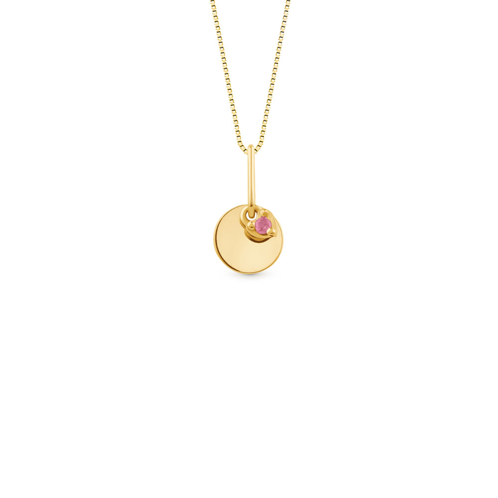 Pingente Personalizável em Ouro Amarelo 18k com Rodolita Pingente Personalizável em Ouro Amarelo 18k com Rodolita