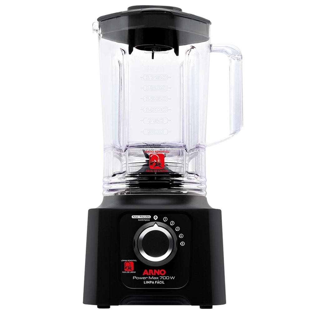Liquidificador Arno Power Max 700 Limpa Fácil LN60 Preto 700W com 5 Velocidades - 220V Liquidificador Arno Power Max 700 Limpa Fácil LN60 Preto 700W com 5 Velocidades - 220V