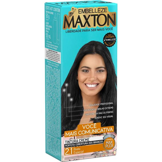 Tinta de Cabelo Maxton Você Mais Comunicativa Preto Especial 2.1 KIT_E