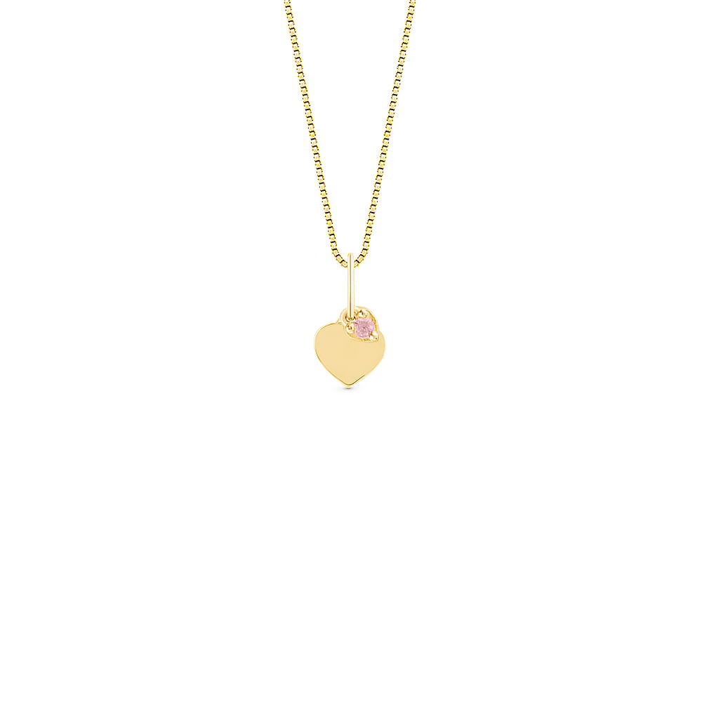 Pingente Personalizável Coração em Ouro Amarelo 18k com Andaluzita Pingente Personalizável Coração em Ouro Amarelo 18k com Andaluzita