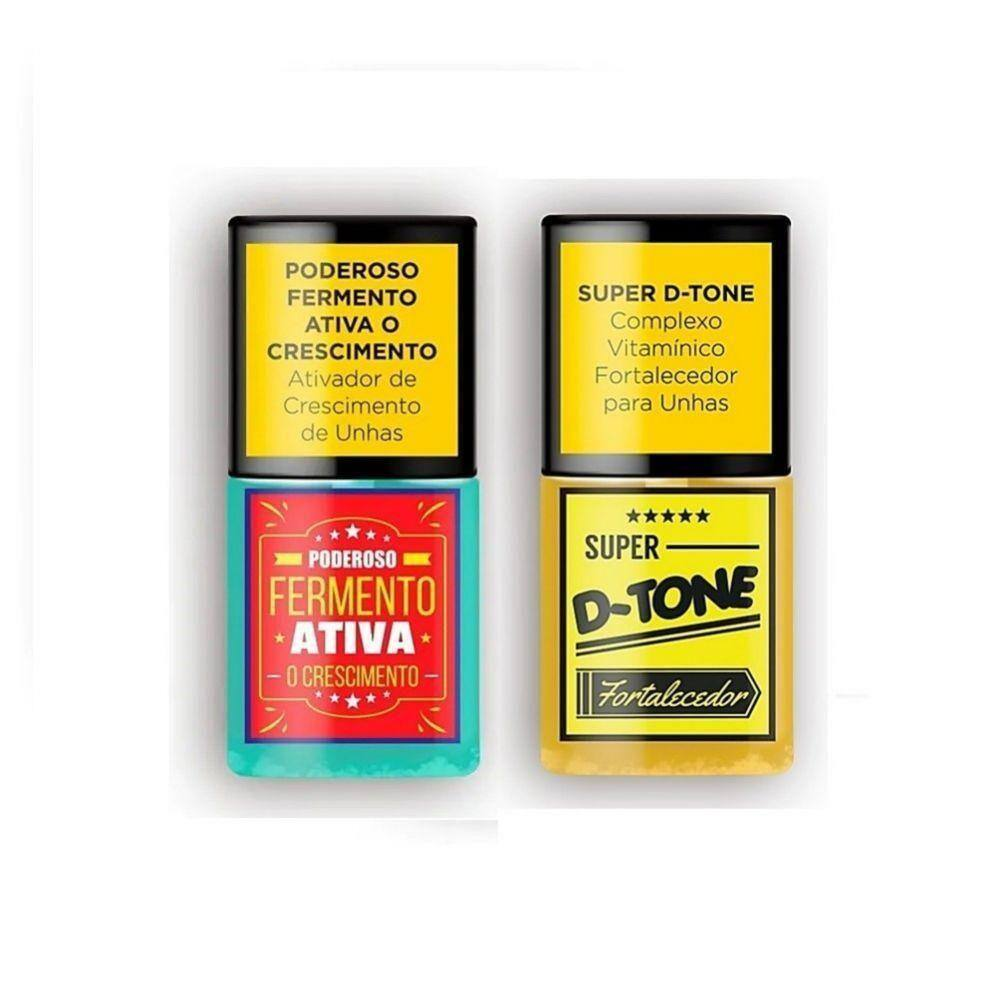 Kit Sos Unhas Base Fermento Ativa + D-tone Fortalecedor
