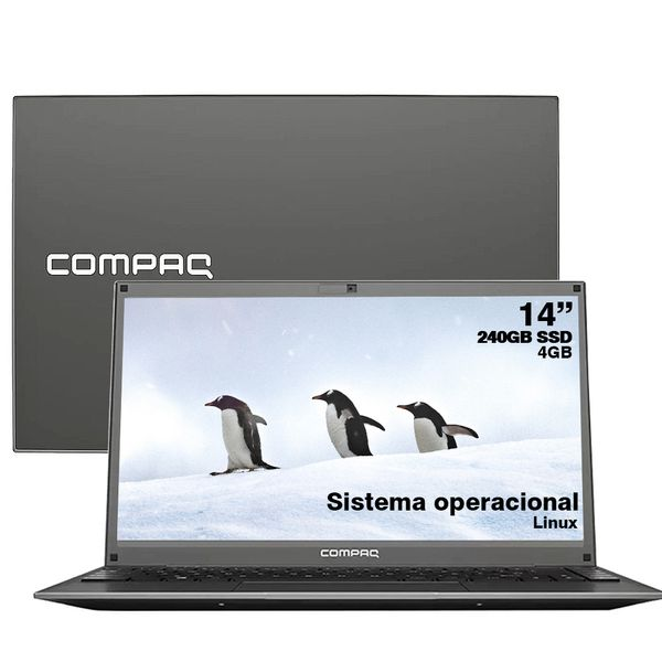 Notebook Compaq Presario 427 Intel® Pentium™ N3700 Linux 4GB RAM 240GB SSD 14,1" LED HD - Cinza
