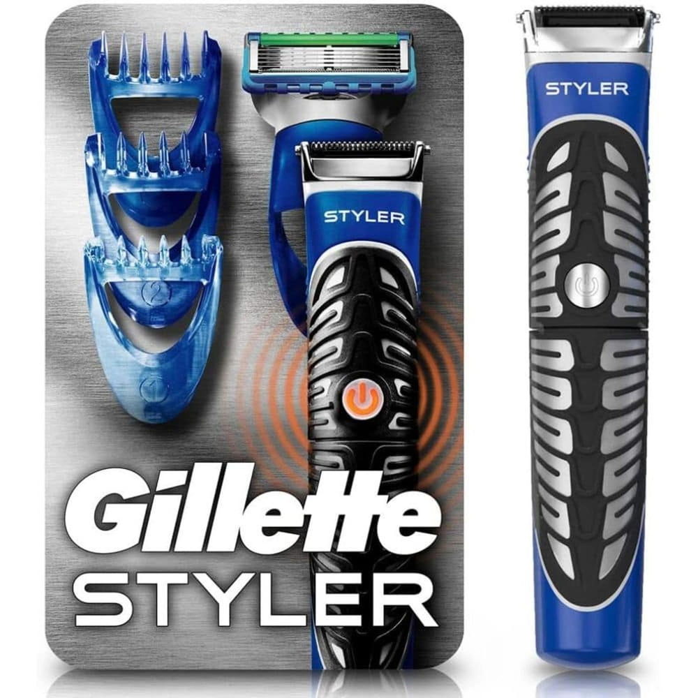 Aparelho de Barbear Gillette Styler 3 em 1 com Pilha Preto e Azul