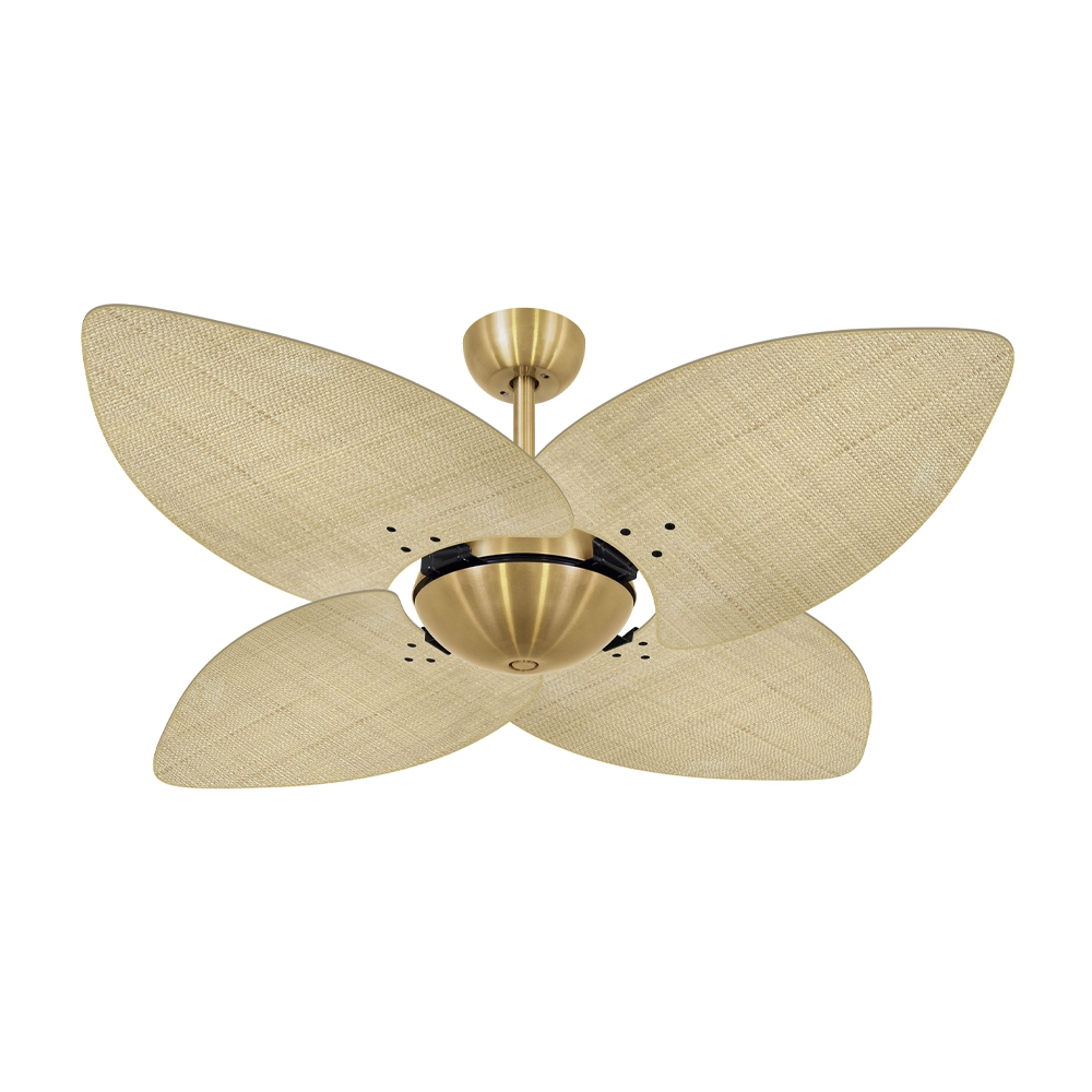 Ventilador de Teto Kovalski Dourado Office 4 Pás Palmae Natural 220V Ventilador de Teto Kovalski Dourado Office 4 Pás Palmae Natural 220V