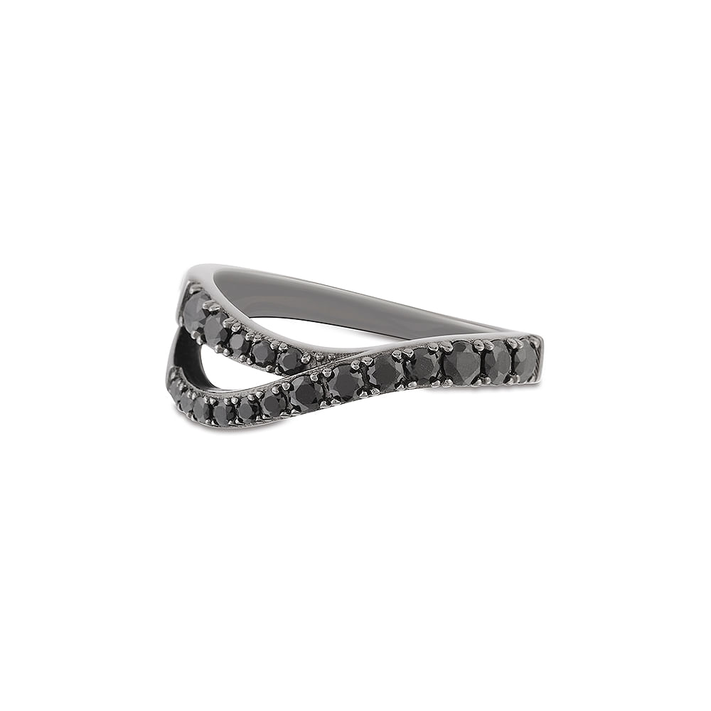 Anel Hook em Prata 925 com Espinélios e Ródio Negro Anel Hook em Prata 925 com Espinélios e Ródio Negro