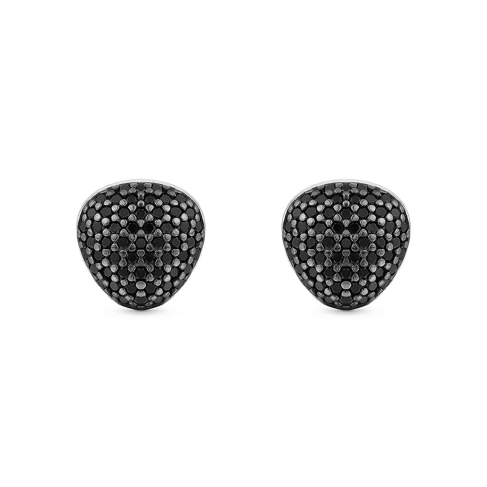 Brinco Bold em Prata 925 com Ródio Negro e Safiras Negras Brinco Bold em Prata 925 com Ródio Negro e Safiras Negras