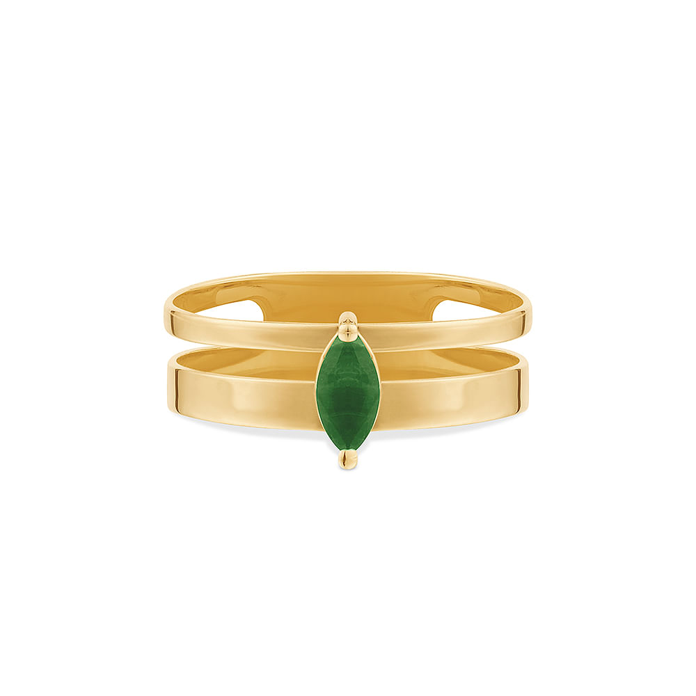 Anel Pop Up em Ouro Amarelo 18k com Esmeralda Anel Pop Up em Ouro Amarelo 18k com Esmeralda