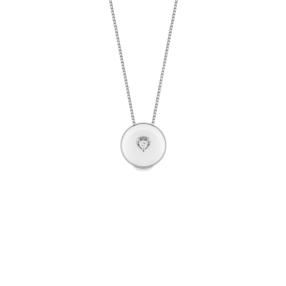 Pingente Mama em Ouro Branco 18k com Diamante