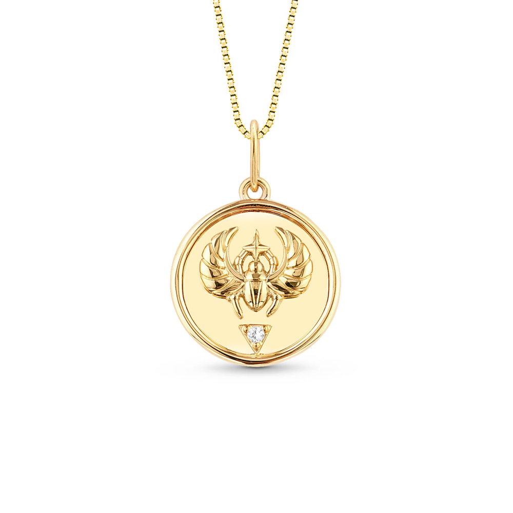 Pingente Medalha Trends em Ouro Amarelo 18k com Safira Incolor Pingente Medalha Trends em Ouro Amarelo 18k com Safira Incolor