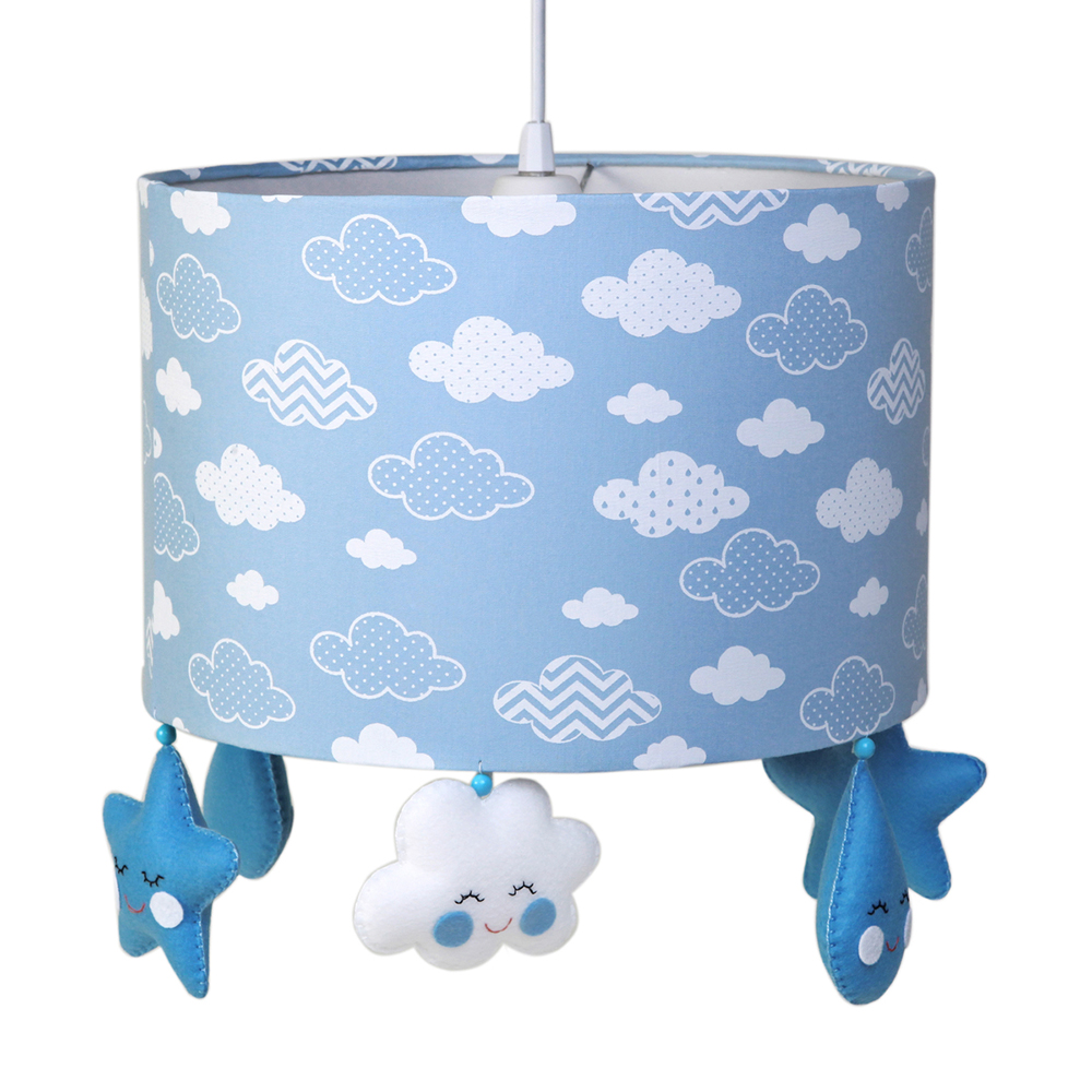 Lustre Tubular Chuva De Amor Azul Quarto Bebê Infantil Menino