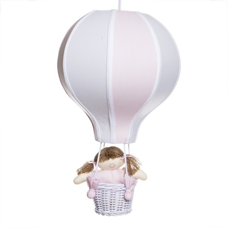 Lustre Balão G Rosa Com Boneca Quarto Bebê Infantil