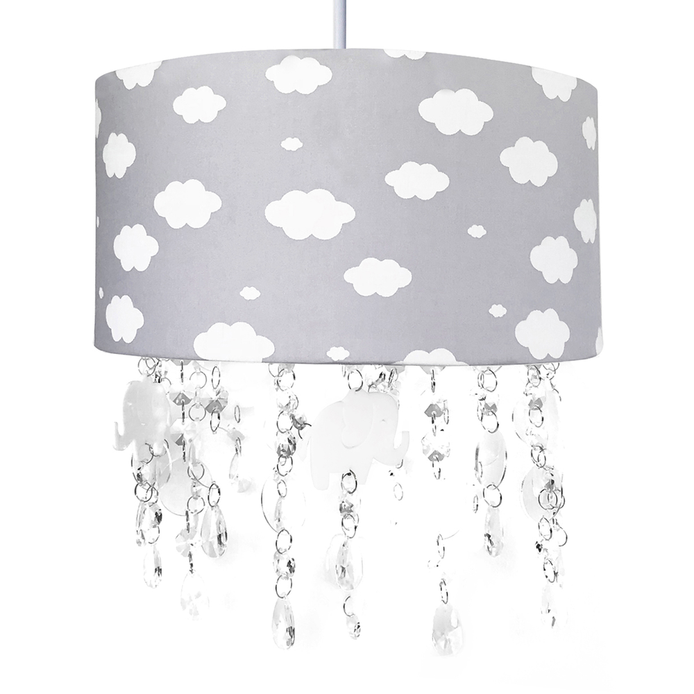 Lustre Tubular Cristais Nuvem Elefante Quarto Bebê Infantil Menino Menina