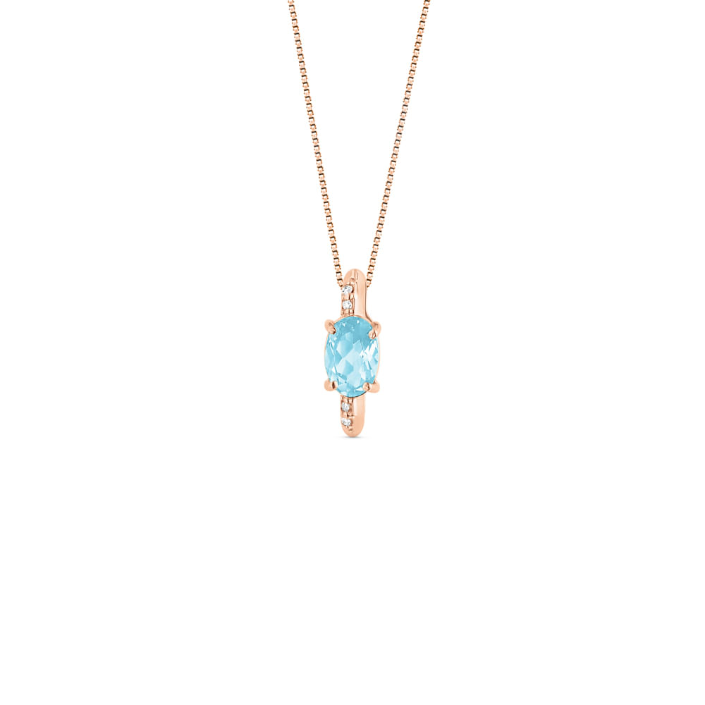 Pingente Ocean em Ouro Rosé 18k com Apatita e Diamantes Pingente Ocean em Ouro Rosé 18k com Apatita e Diamantes