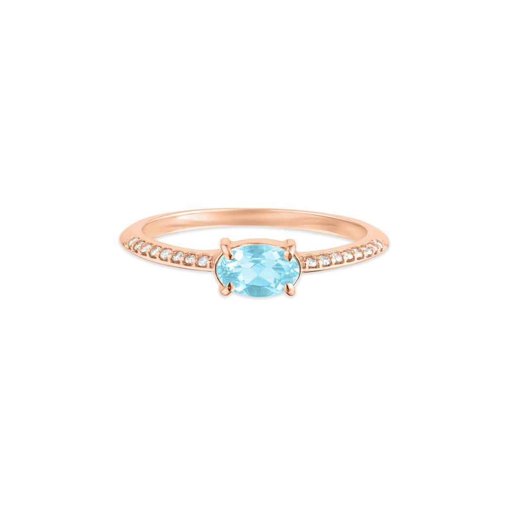 Anel Ocean em ouro rosé 18k com Apatita e Diamantes