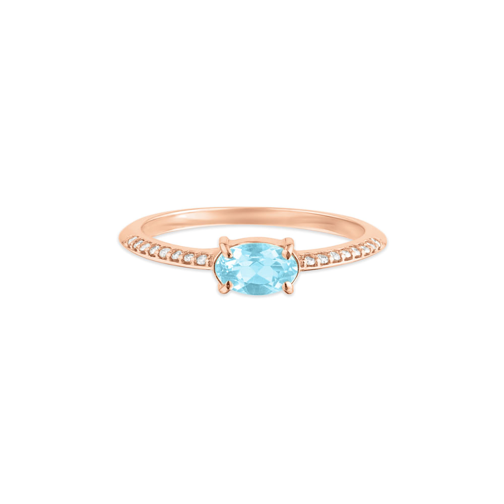 Anel Ocean em ouro rosé 18k com Apatita e Diamantes Anel Ocean em ouro rosé 18k com Apatita e Diamantes