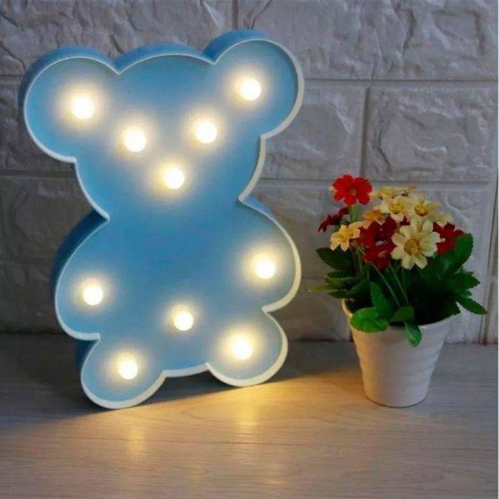 Luminária LED Abajur Infantil Decoracão Ursinho Azul