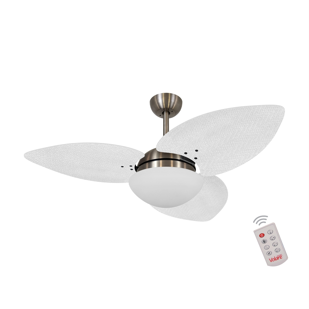 Ventilador de Teto Kovalski Bronze 3 Pás Palmae Branco 220V com Controle Ventilador de Teto Kovalski Bronze 3 Pás Palmae Branco 220V com Controle