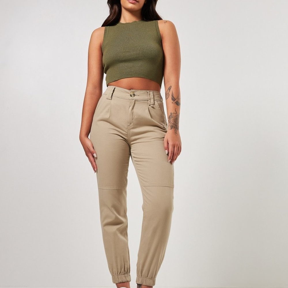 Calça Jogger Cintura Alta Em Sarja Calça Jogger Cintura Alta Em Sarja
